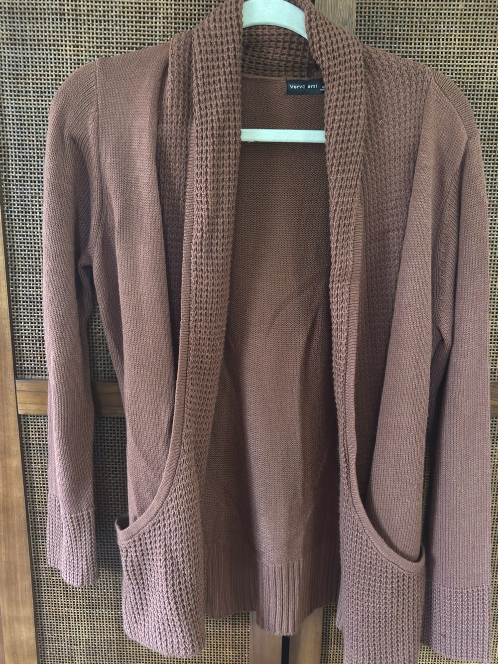 Verve Ami Open-Front Cardigan in Chestnut